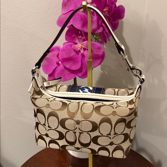 NWT y2k Pouchette Coach Brown and Blue leopard soho purse new signature white - Picture 4 of 7